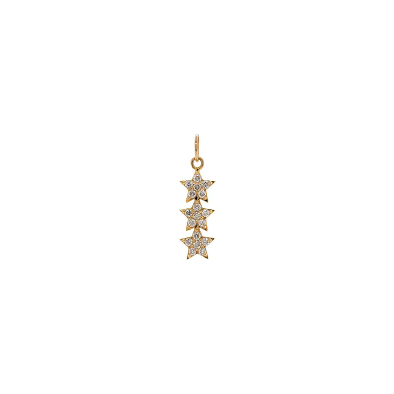 3 Star Diamond Pendant: A 14K gold diamond pendant necklace with three star-shaped diamonds