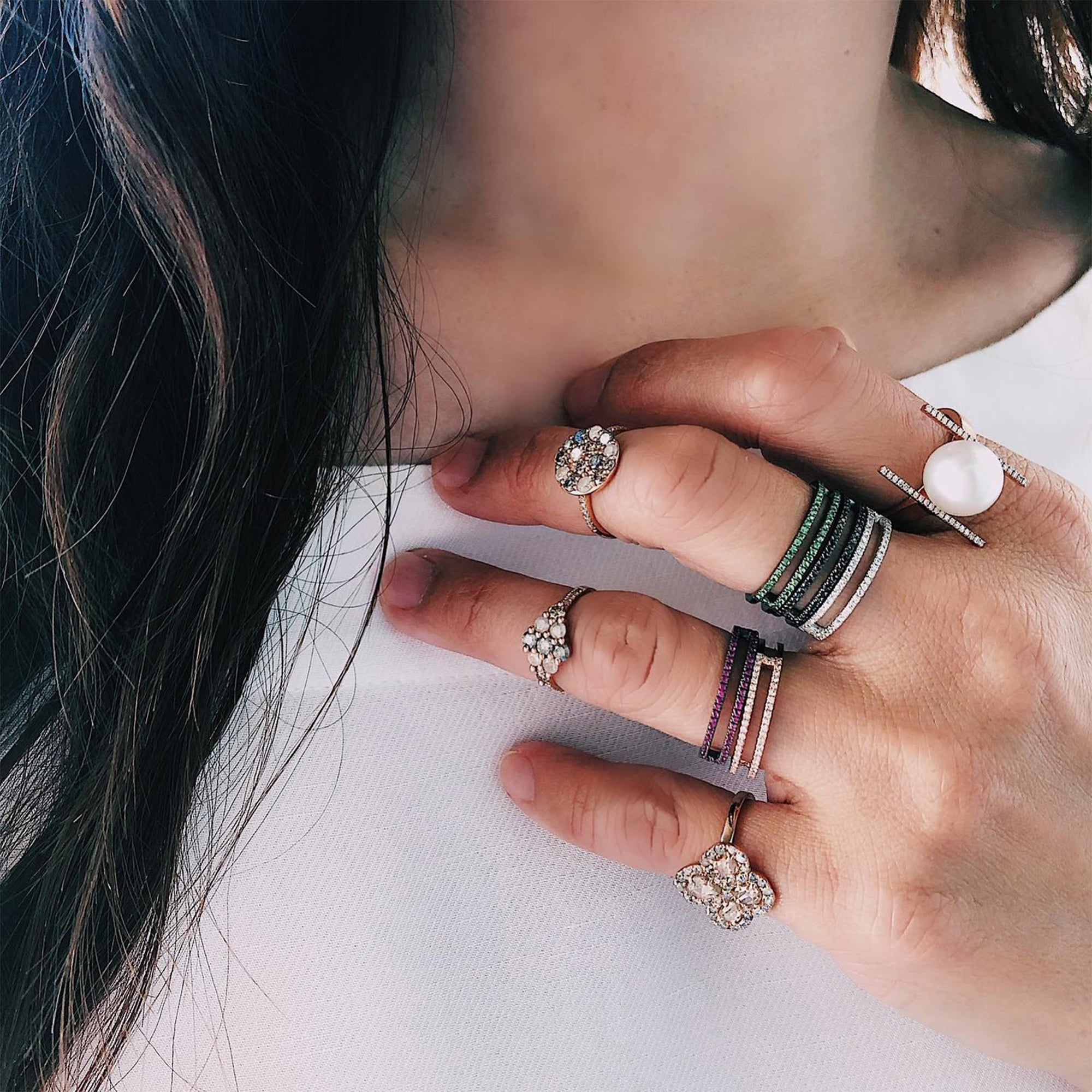 DIAMOND DOTTED CIRCLE RING - Bridget King Jewelry
