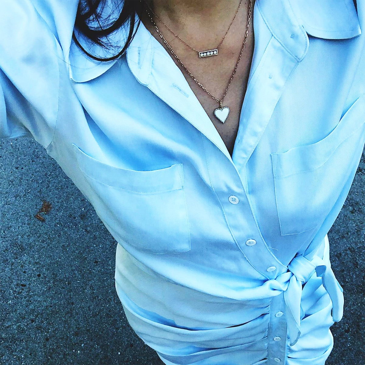 SHORT DIAMOND PEARL BAR NECKLACE - Bridget King Jewelry