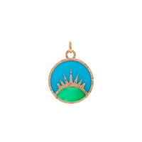 A Better Day Medallion: 14K yellow gold with turquoise and chrysoprase medallion pendant.