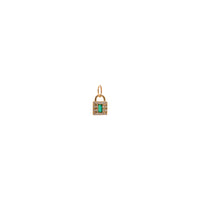 Baby Emerald Lock Pendant: A 14K gold pendant with an emerald and diamonds in a lock and key setting.