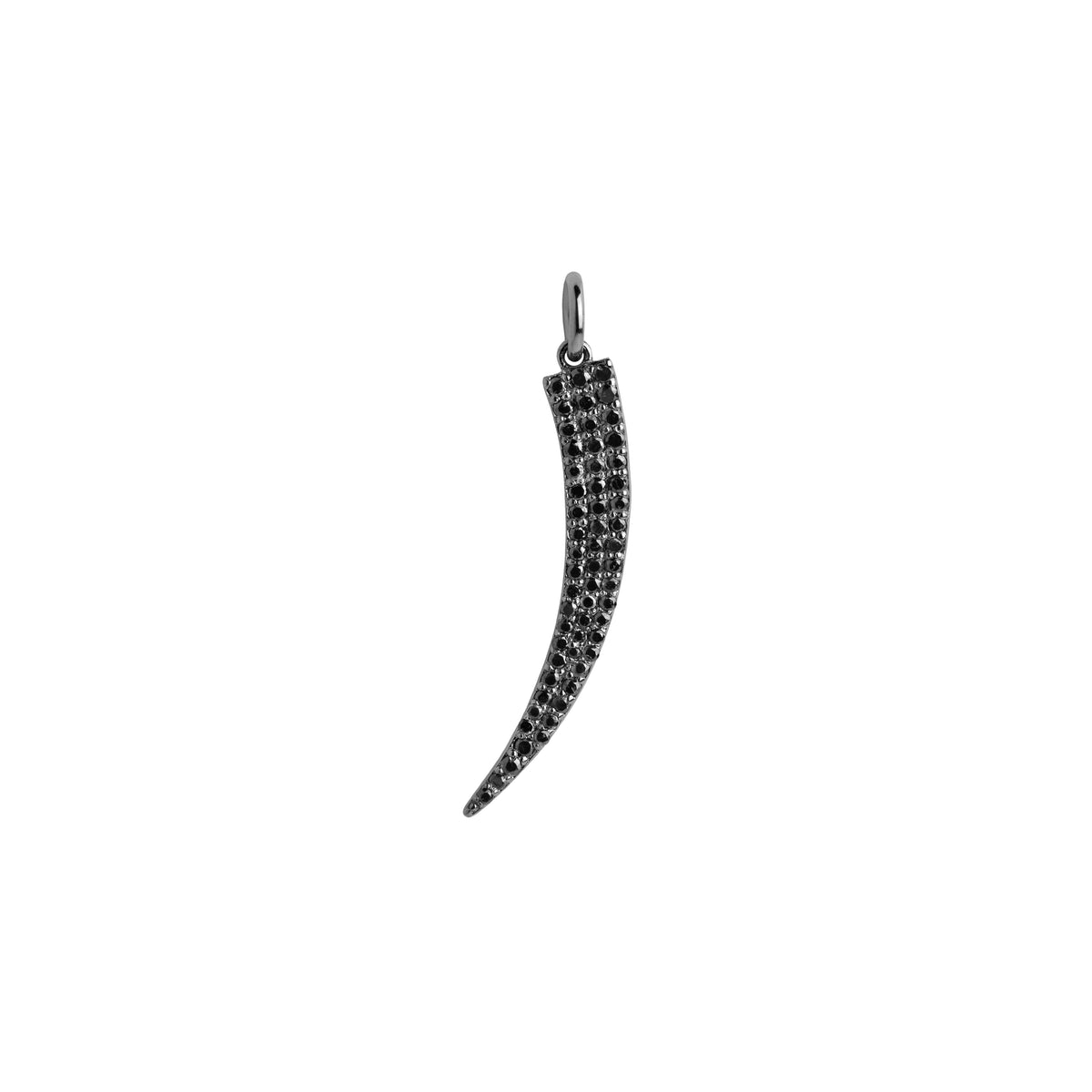 Black Diamond Tusk Pendant: A sterling silver pendant featuring black diamonds