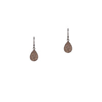 Black Gold Mini Pave Diamond Teardrops: a pair of silver pave champagne diamond earrings with a mini teardrop design