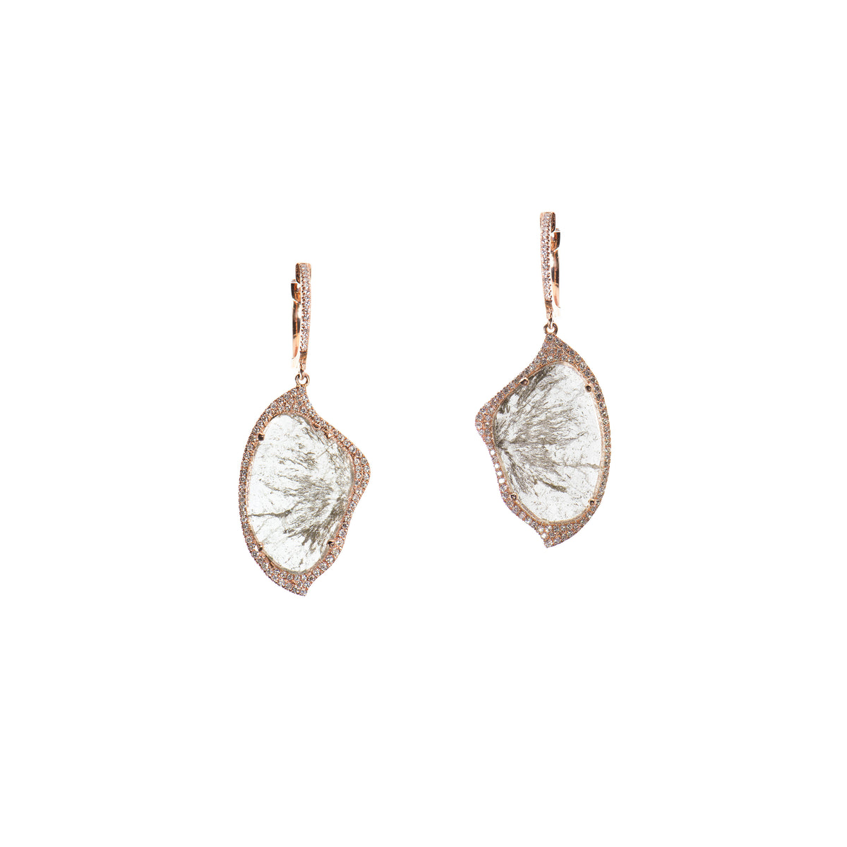 Butterfly Organic Sliced Diamond Earrings: a pair of 14K gold butterfly-shaped drop earrings 
