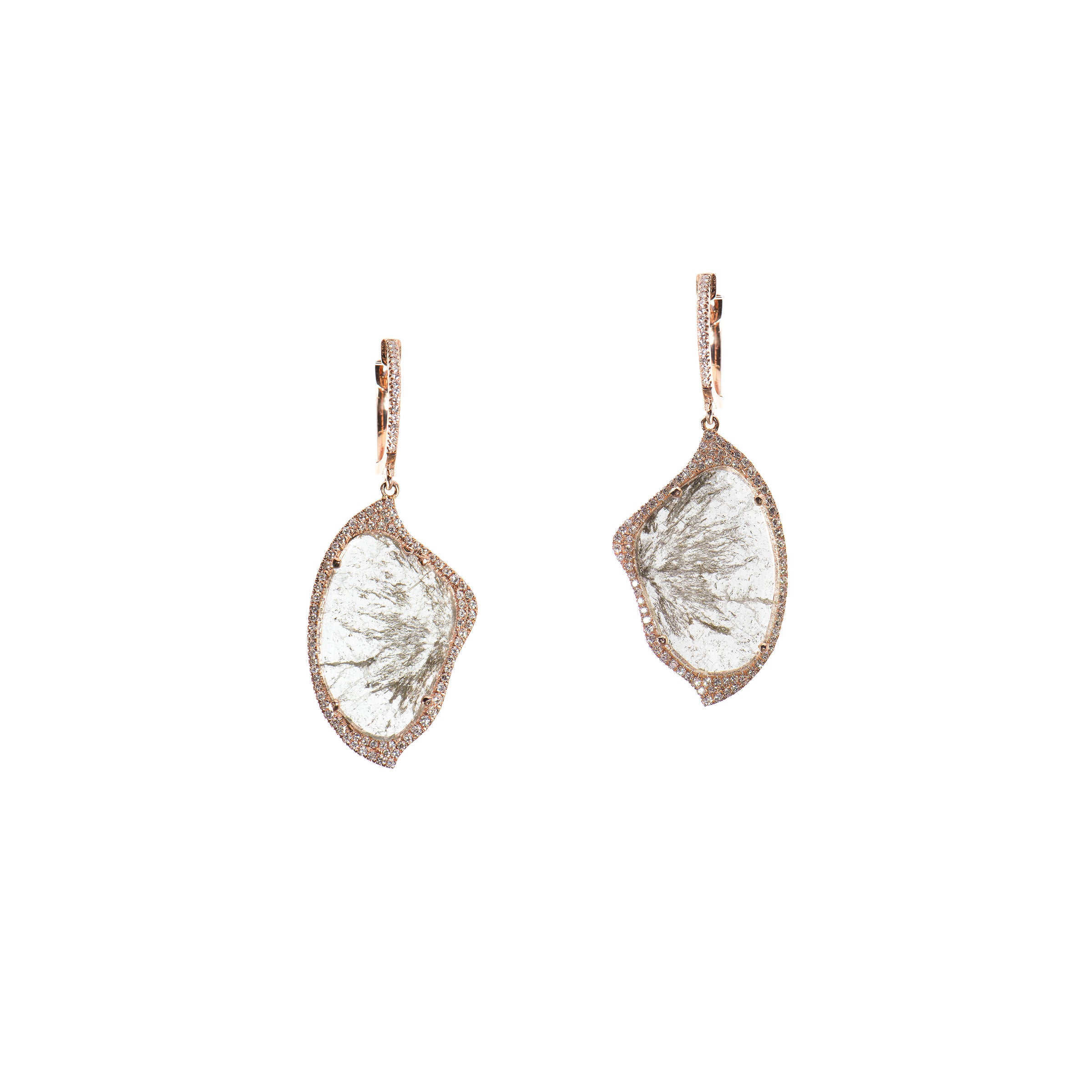 Butterfly Organic Sliced Diamond Earrings: a pair of 14K gold butterfly-shaped drop earrings 