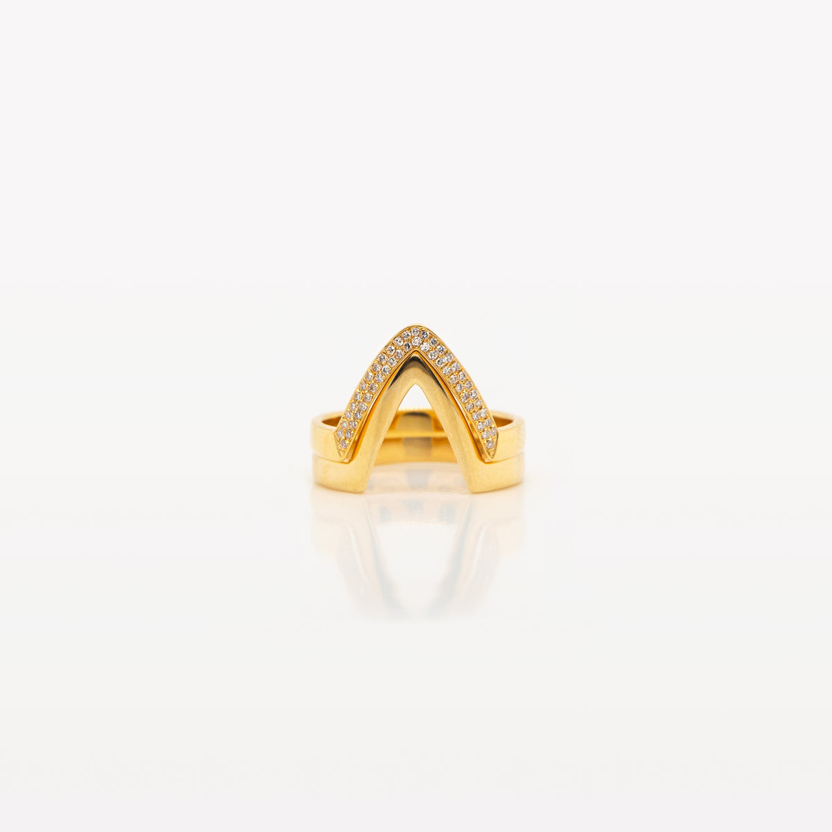 the Single Chevron Diamond Ring and the Single Chevron Ring