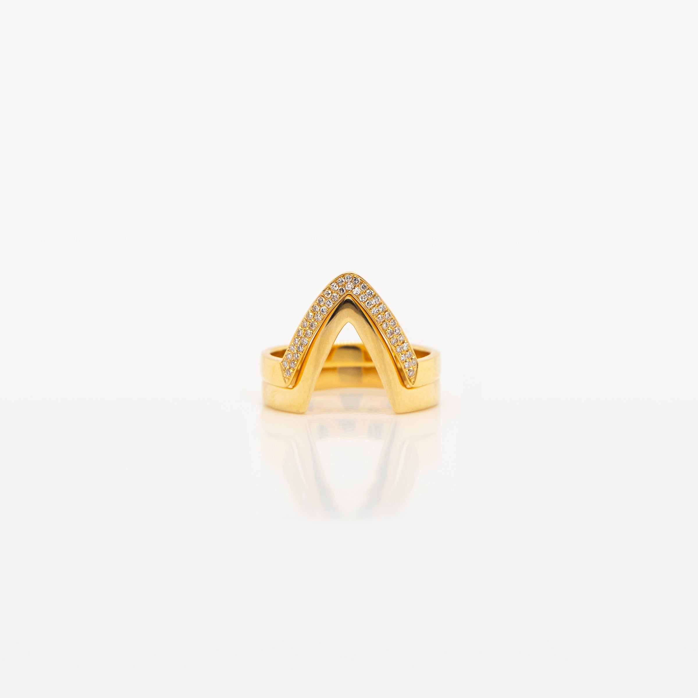 the Single Chevron Diamond Ring and the Single Chevron Ring