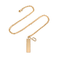 Charm necklace with the Diamond Dog Tag and the Small 'b' Diamond Alphabet Pendant