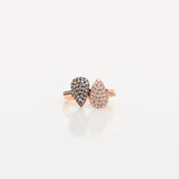 Diamond Teardrop Ring w/ Gray Diamonds and Diamond Teardrop Ring w/ White Diamonds