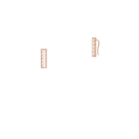 Diamond and Pearl Ear Crawler: a pair of 14K gold ear crawler earrings, each with a bar of pearl beads surrounded by diamonds 