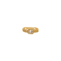 Diana Ring: A 14K gold ring featuring a cluster of diamonds set in a yellow gold band.