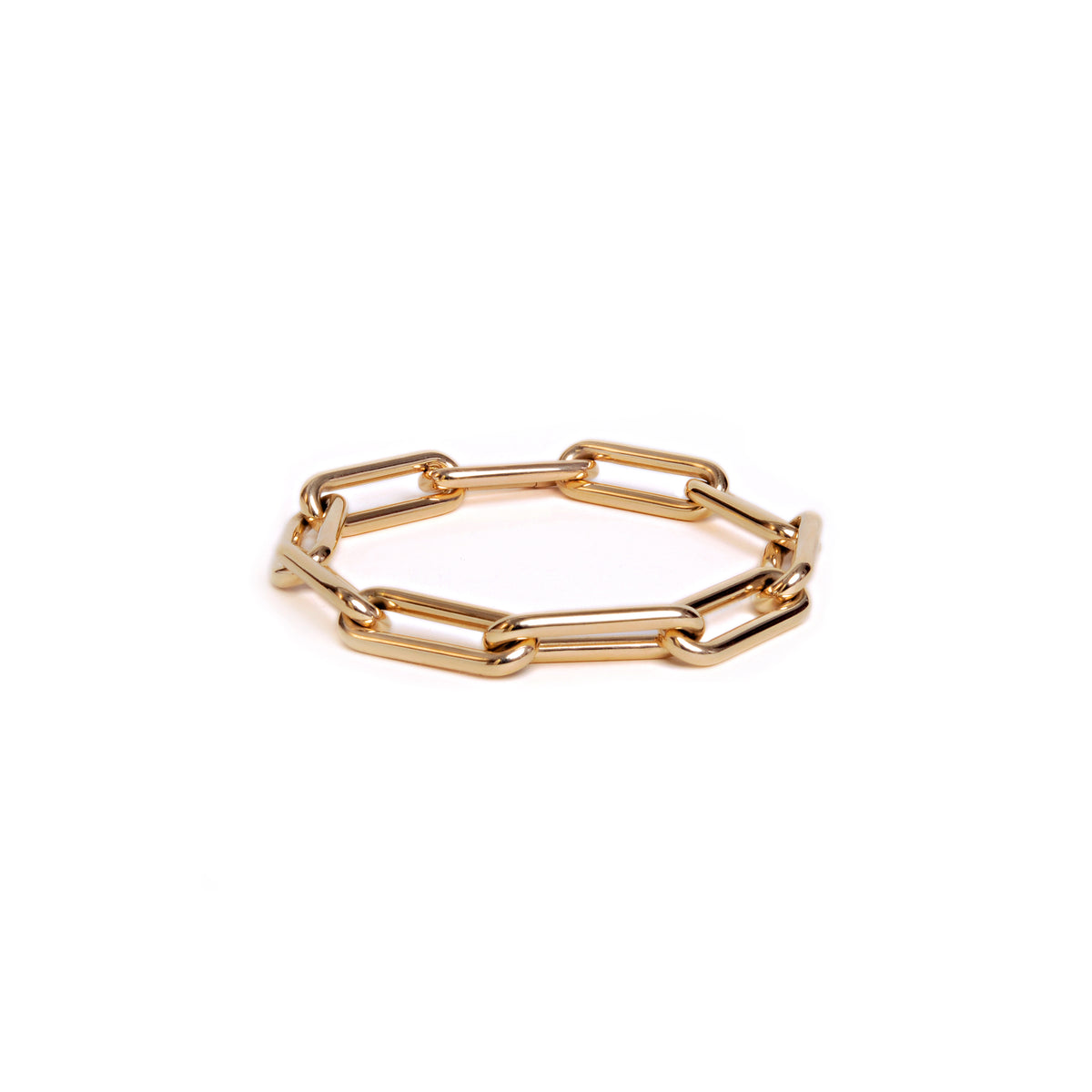 Endless Bracelet: An 18K yellow gold bracelet with 10 links, displayed against a white background.