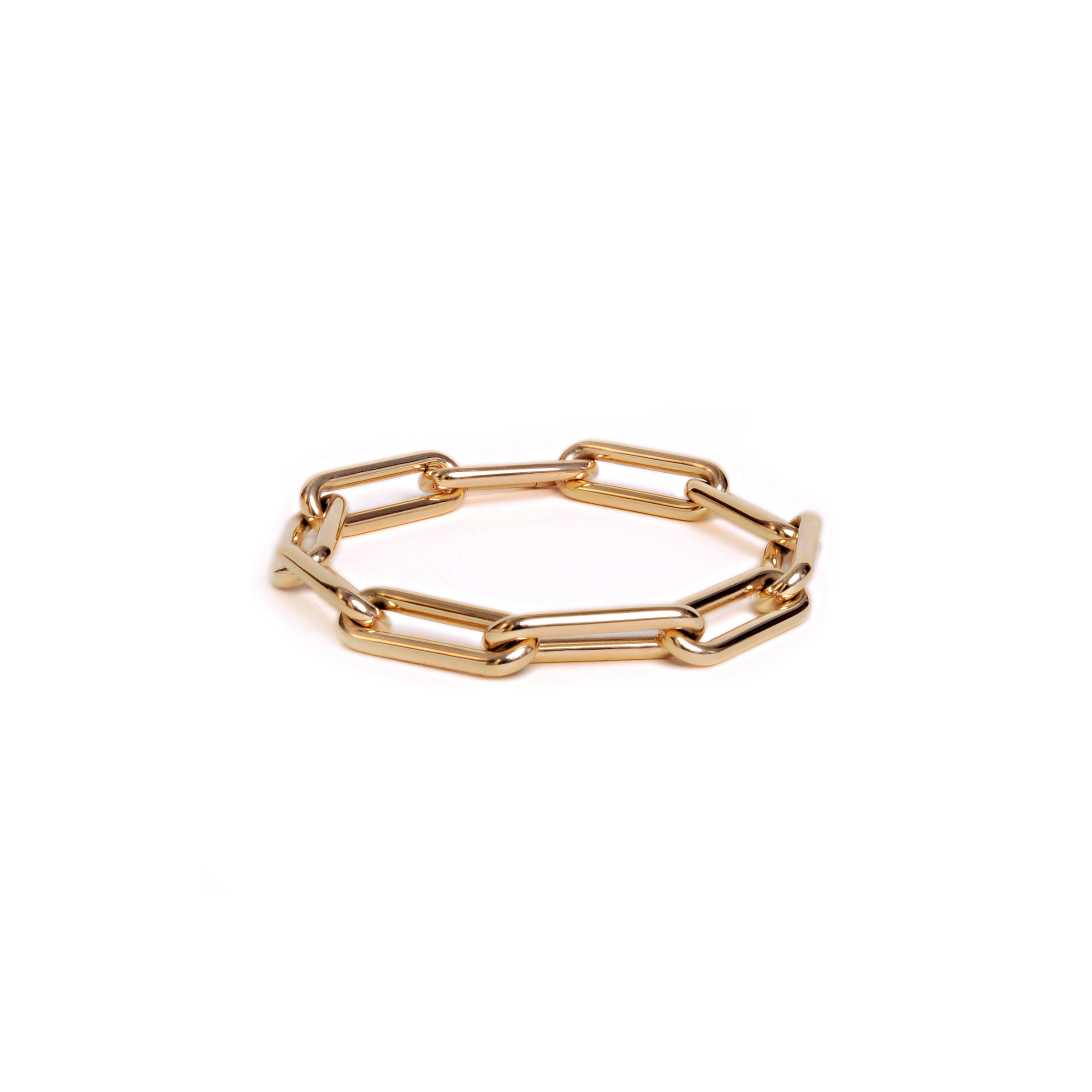 Endless Bracelet: An 18K yellow gold bracelet with 10 links, displayed against a white background.