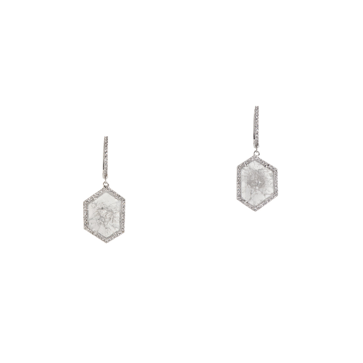 ASYMMETRIC HEXAGON SLICED DIAMOND EARRINGS - Bridget King Jewelry