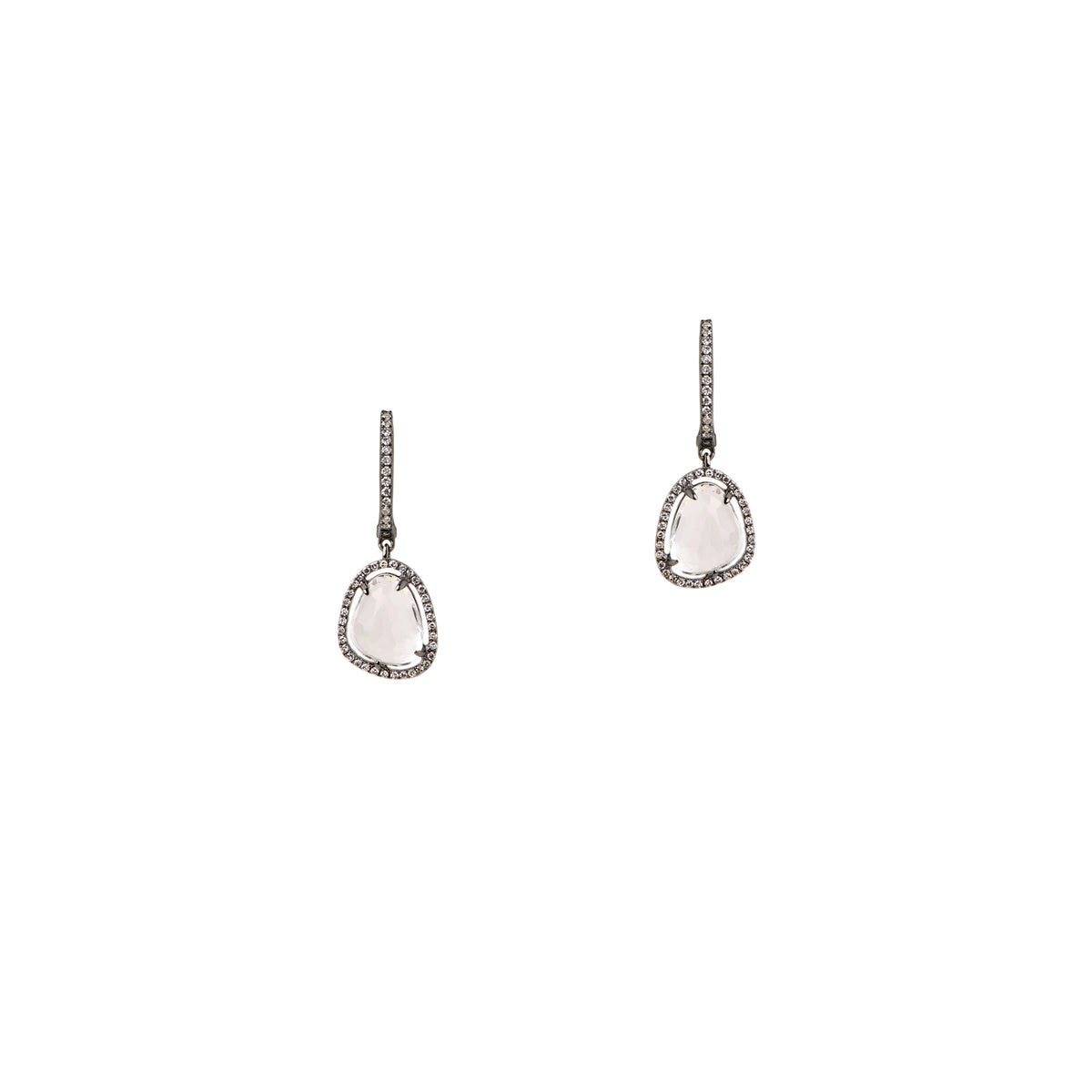 WHITE TOPAZ w/ DIAMOND DROP EARRINGS - Bridget King Jewelry