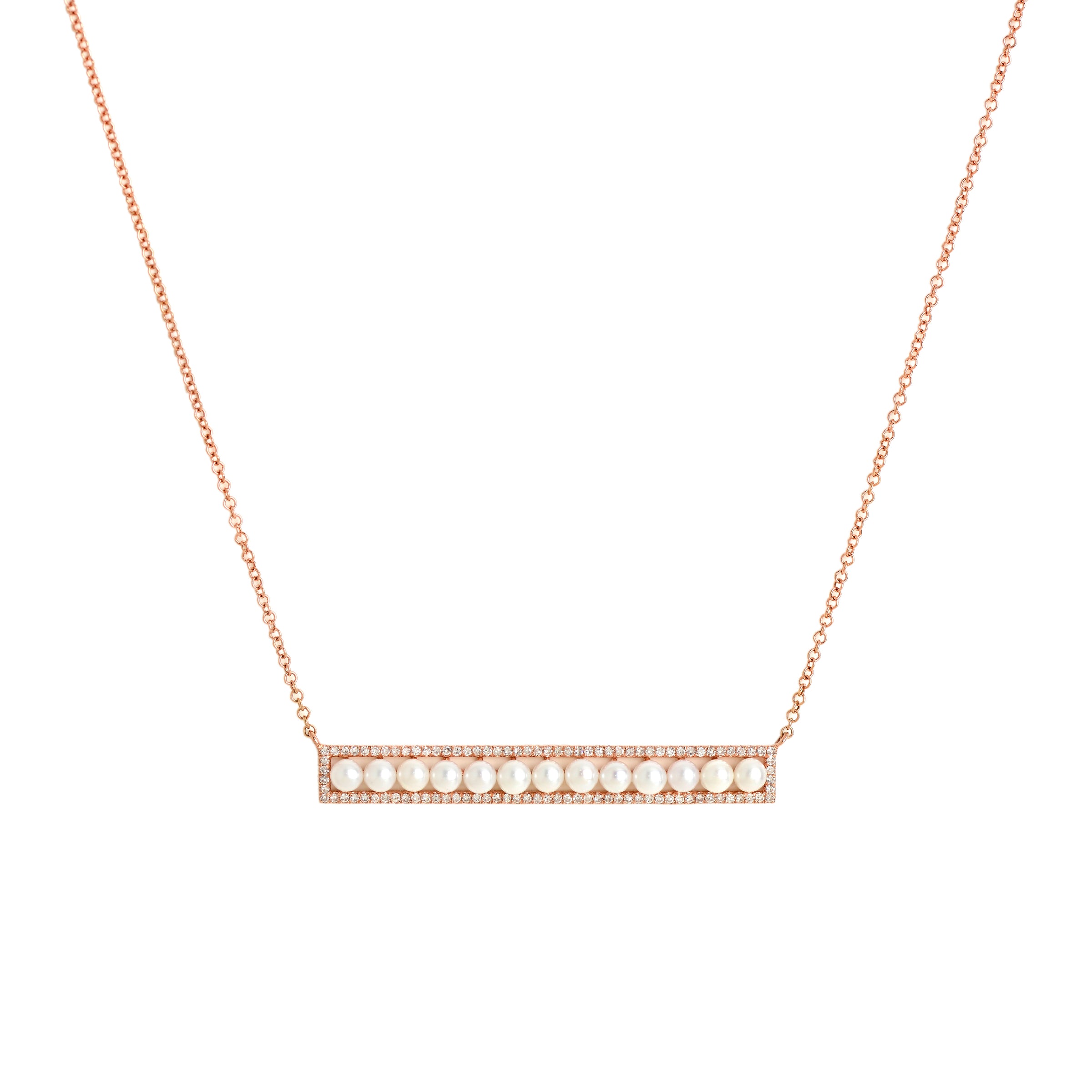LONG DIAMOND PEARL BAR NECKLACE - Bridget King Jewelry