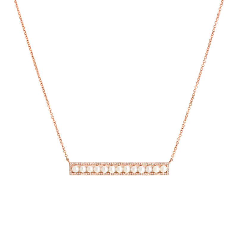LONG DIAMOND PEARL BAR NECKLACE - Bridget King Jewelry