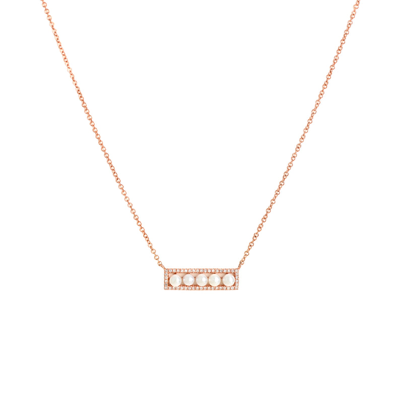 SHORT DIAMOND PEARL BAR NECKLACE - Bridget King Jewelry