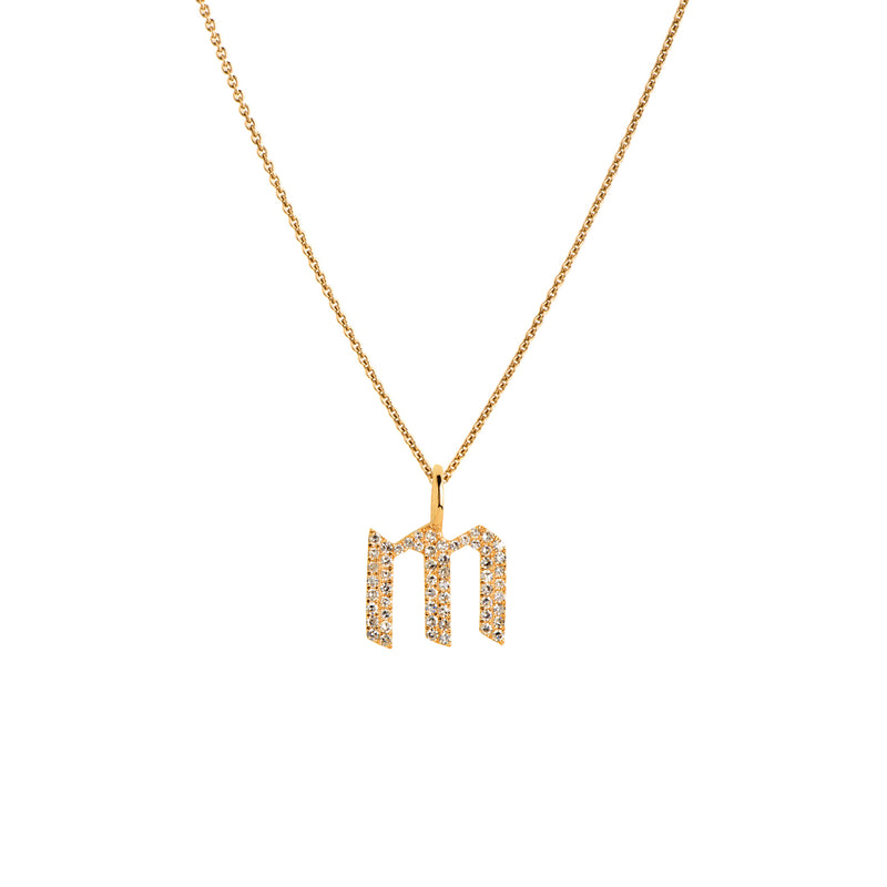 SMALL WHITE DIAMOND ALPHABET NECKLACE