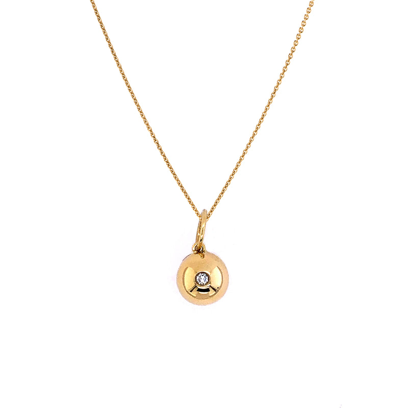 GOLD BALL w/ DIAMOND NECKLACE