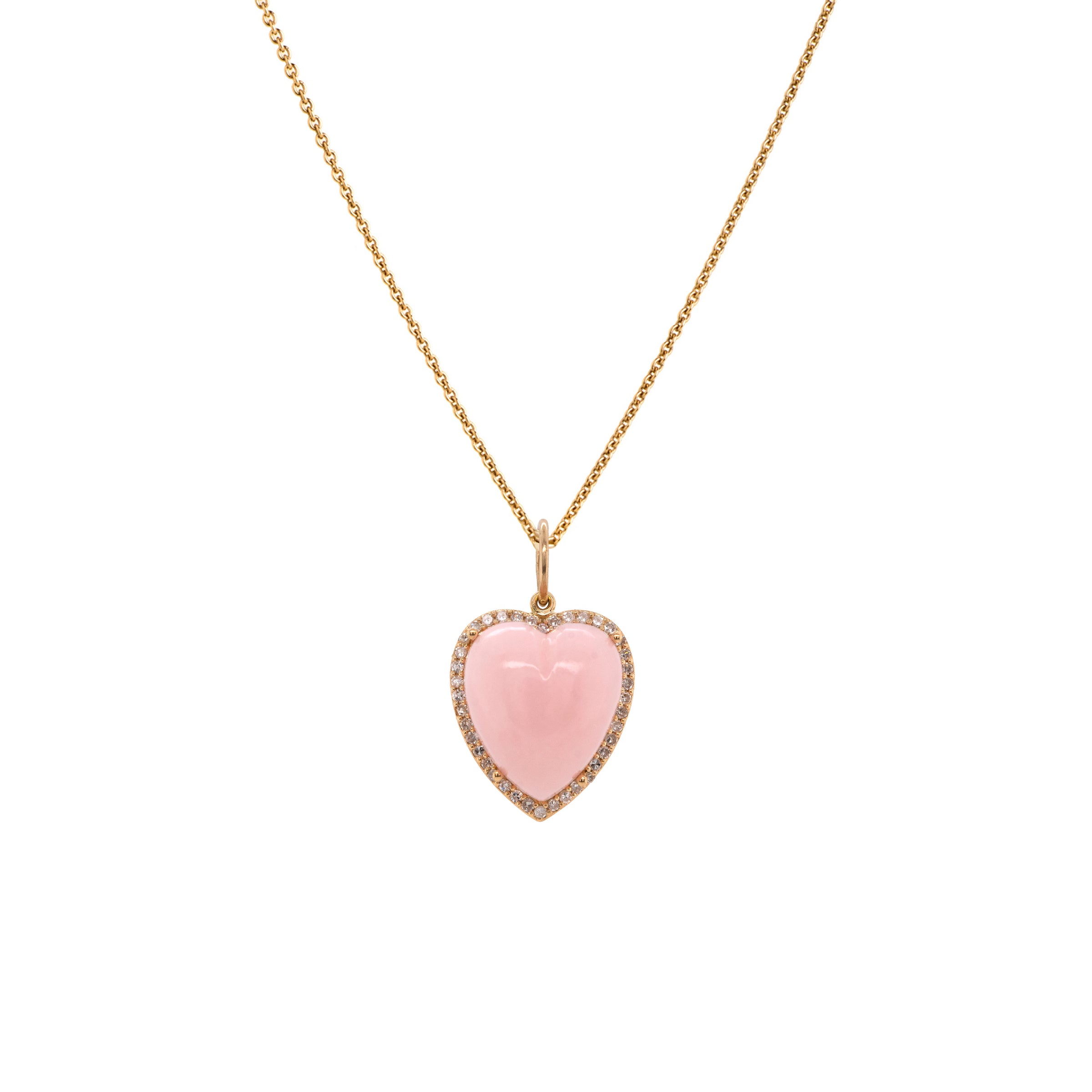 PINK OPAL PUFFY HEART PENDANT