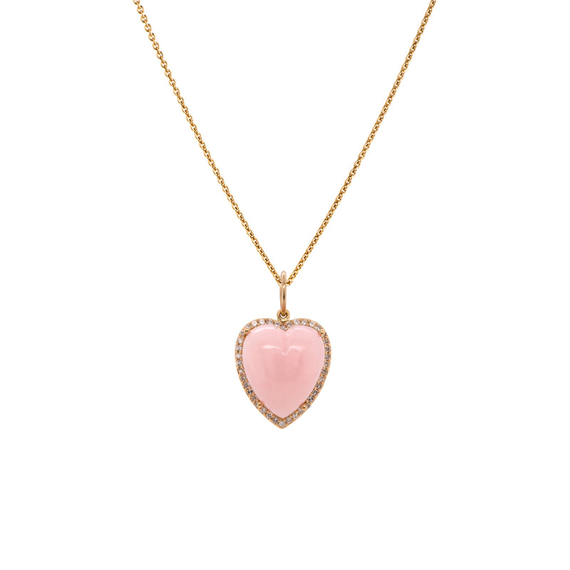 PINK OPAL PUFFY HEART PENDANT