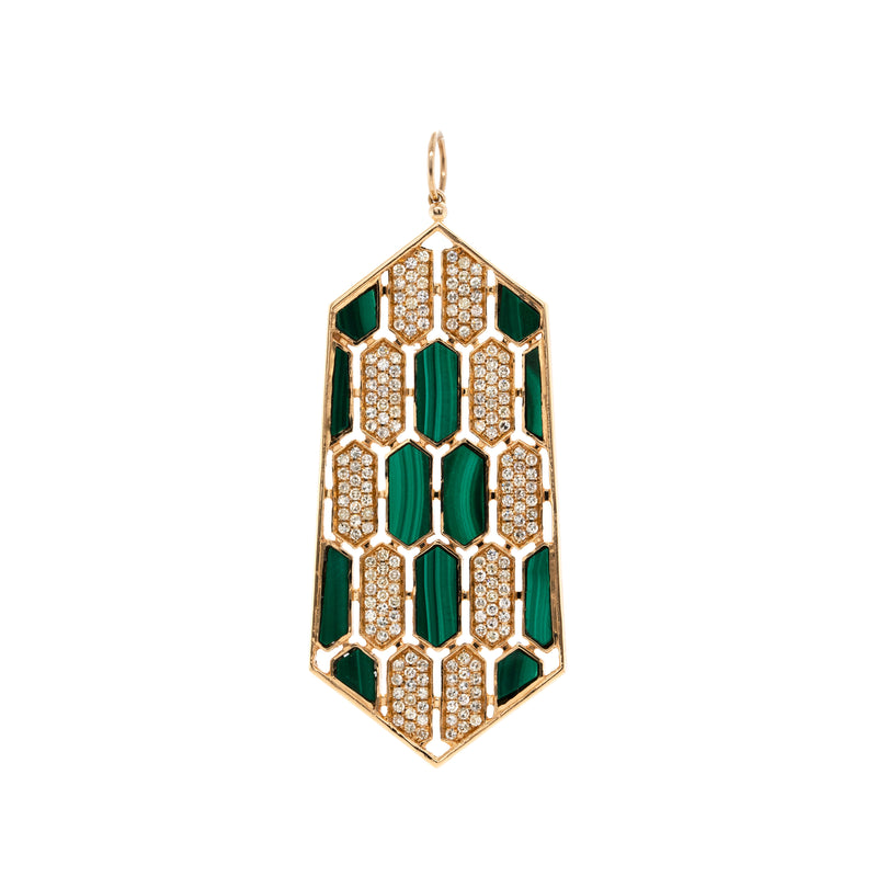 LARGE MALACHITE MOSAIC PENDANT