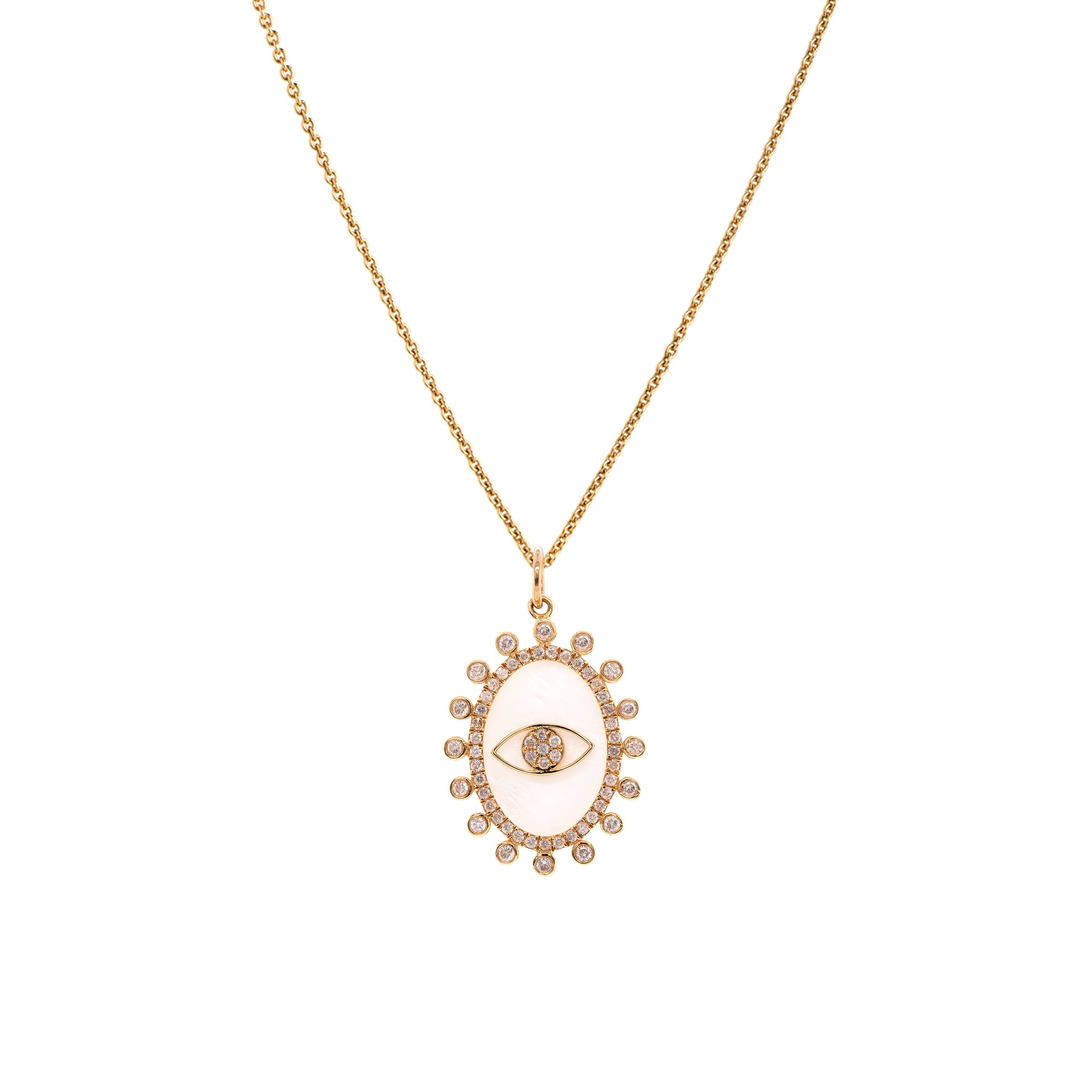 MOTHER-OF-PEARL DAZZLE EVIL EYE PENDANT