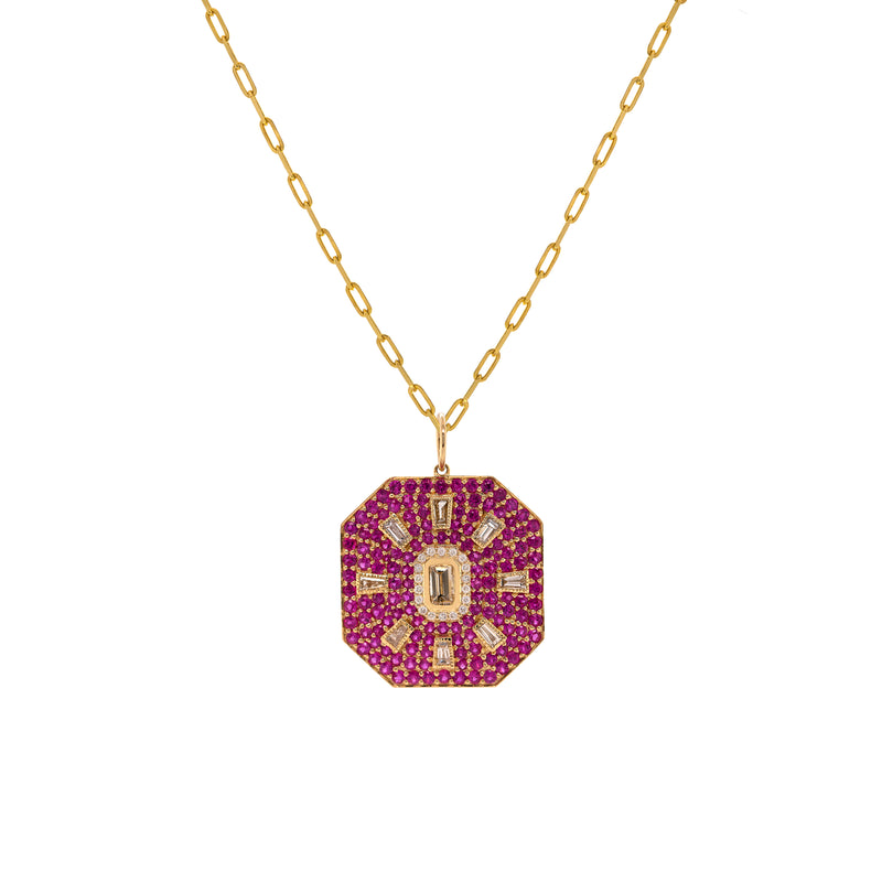 PINK SAPPHIRE & DIAMOND MOROCCAN MEDALLION