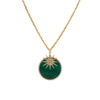 MALACHITE MEDALLION & STARBURST DIAMOND NECKLACE