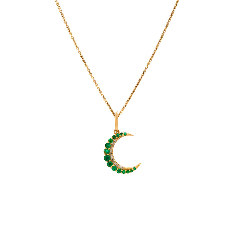 SMALL EMERALD CRESCENT PENDANT