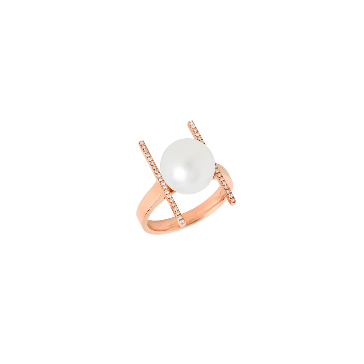 PEARL WITH DIAMOND BARS RING - Bridget King Jewelry