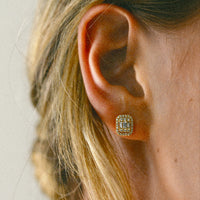 Close up of ear wearing the Halo Illusion Studs