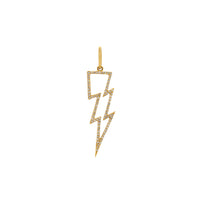 Hollow Lightning Bolt: A 14K gold diamond-encrusted lightning bolt pendant.