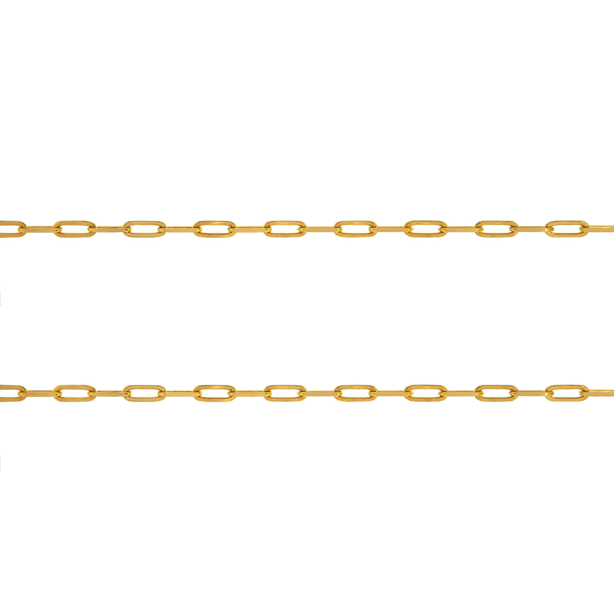 Large Long Link Chain: A 14K yellow gold long link chain with a lobster clasp fastening.
