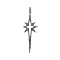 Large Starburst Spear Pendant: a silver diamond pendant in the shape of a large starburst