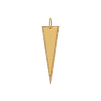 Love Triangle Dagger: A 14K gold long triangular dagger pendant with surrounding diamonds