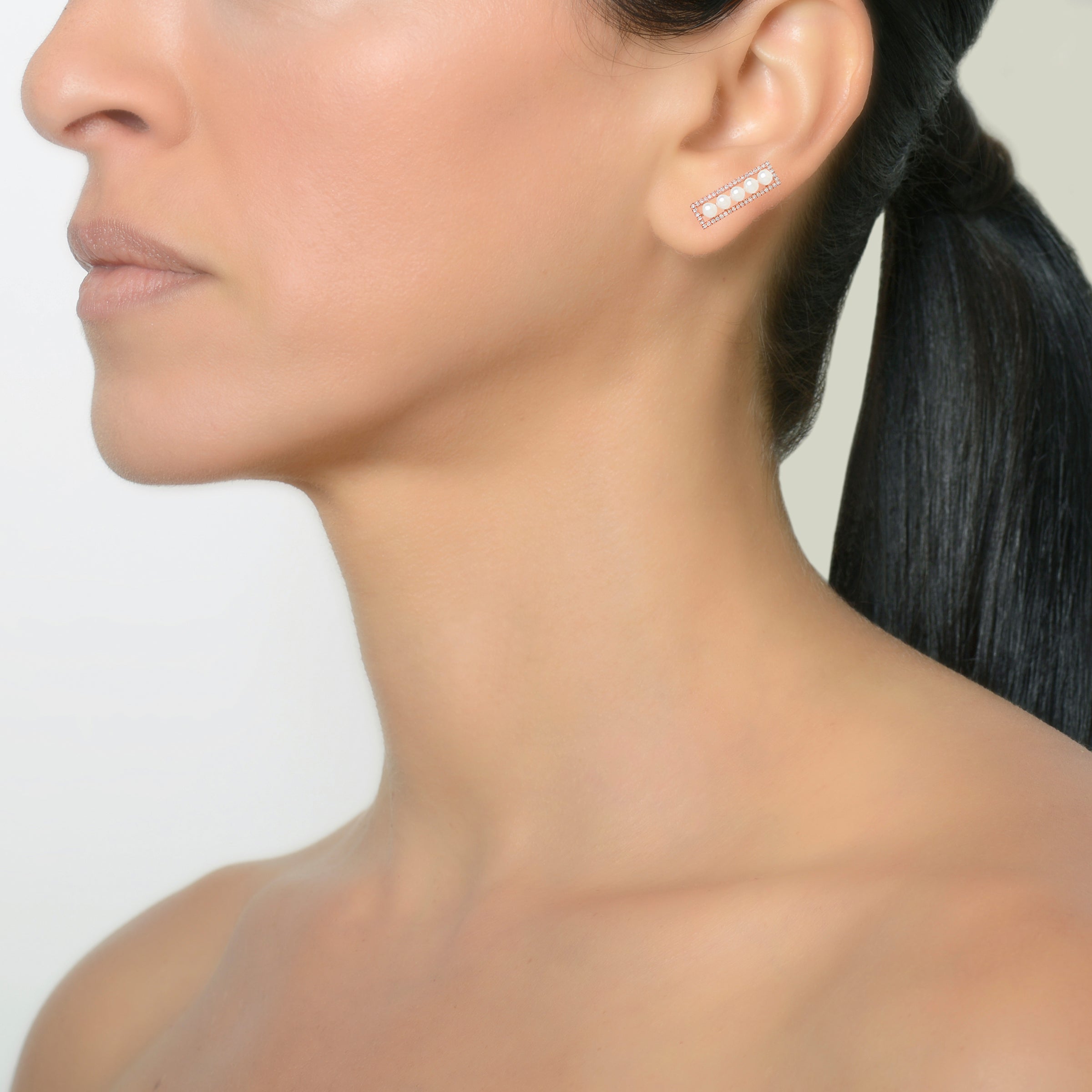DIAMOND AND PEARL EAR CRAWLER - Bridget King Jewelry