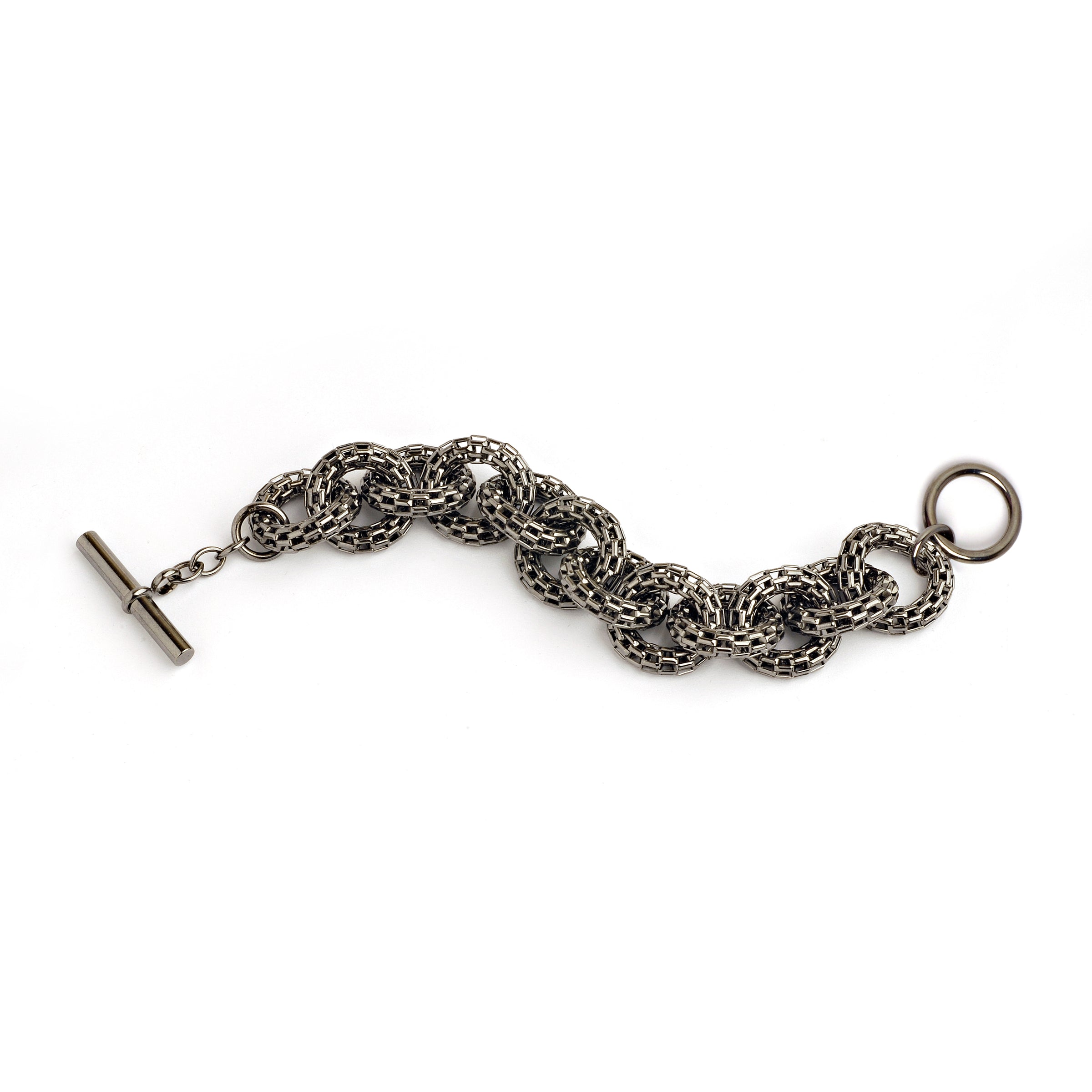 Mesh Toggle Bracelet: a Ruthenium-Plated Sterling Silver Bracelet with a Toggle Clasp