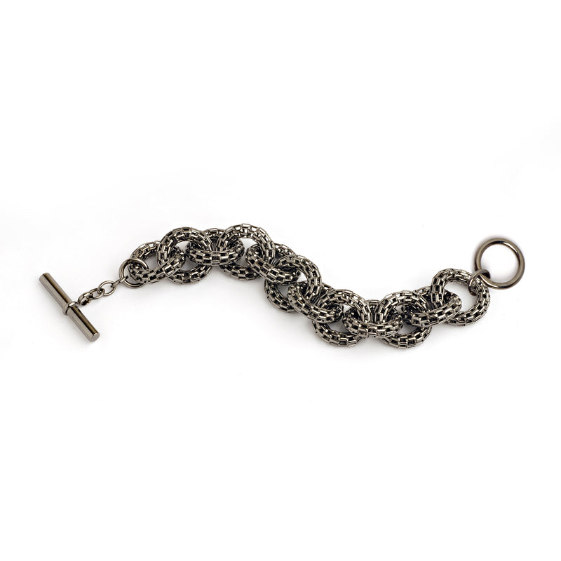 Mesh Toggle Bracelet: a Ruthenium-Plated Sterling Silver Bracelet with a Toggle Clasp