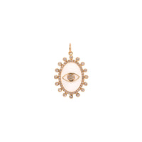 Mother-of-Pearl Dazzle Evil Eye Pendant: A 14K yellow gold pendant featuring a mother-of-pearl dazzle with an evil eye design.