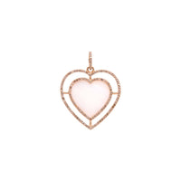 Mother-of-Pearl Halo Heart Pendant: 14K gold heart-shaped pendant with halo diamonds and a Mother-of-Pearl center