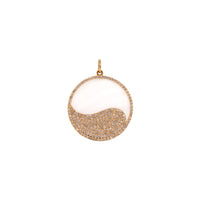 Mother-of-pearl Balance Medallion: 14K gold diamond pendant with a yin and yang design 