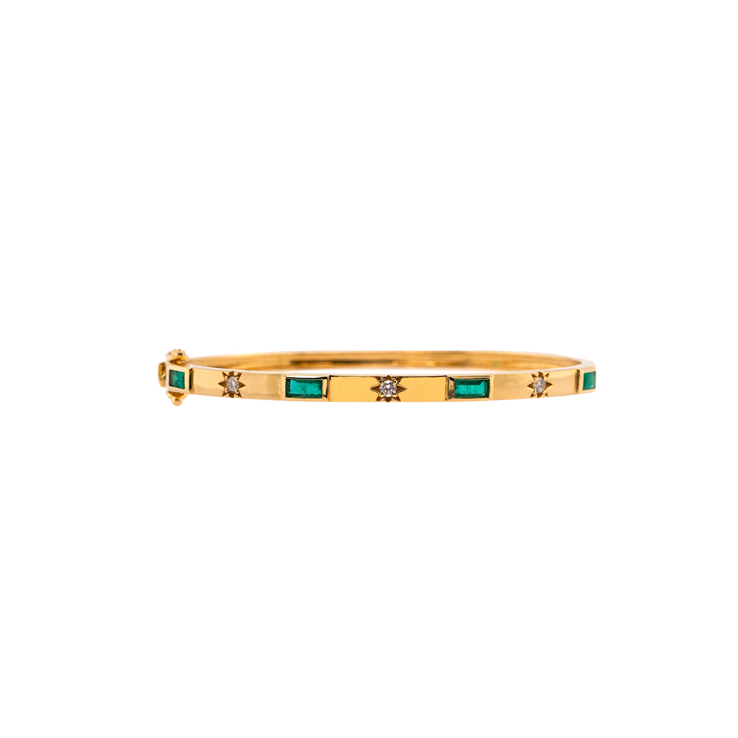 EMERALD BAGUETTE & DIAMOND BANGLE