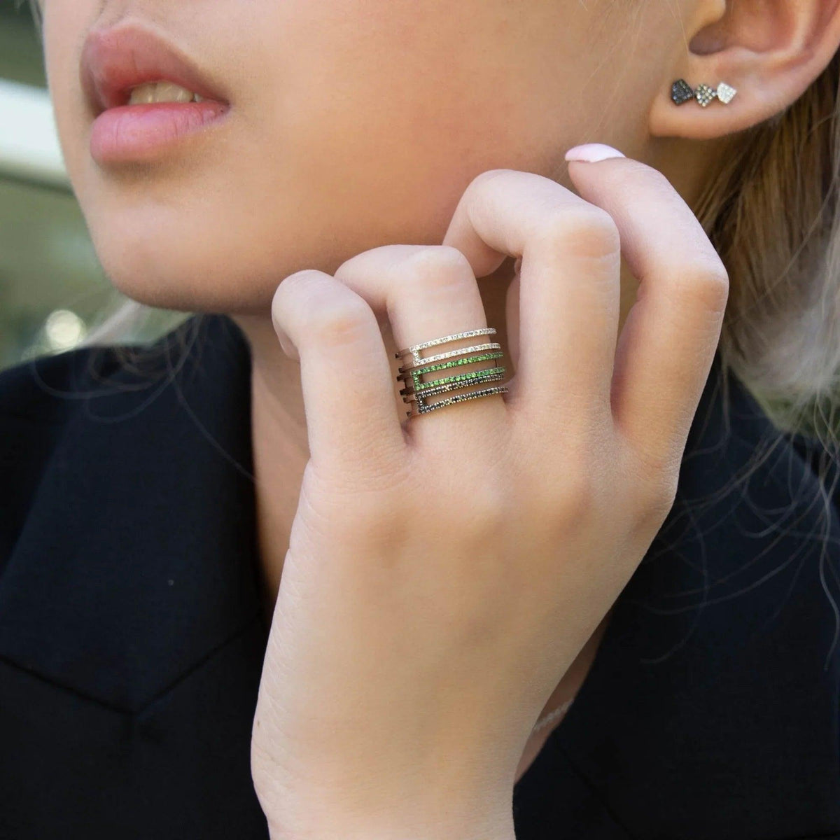 TRIPLE SHIELD STUDS - Bridget King Jewelry