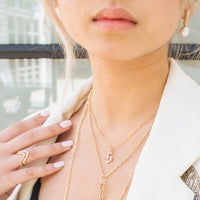 GOLD TILE w/ PEARL EARRINGS - Bridget King Jewelry