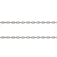 Rhodium Silver Oval Link Chain: Black chain on a white background