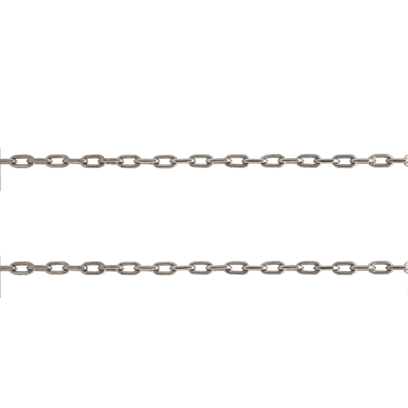 Rhodium Silver Oval Link Chain: Black chain on a white background