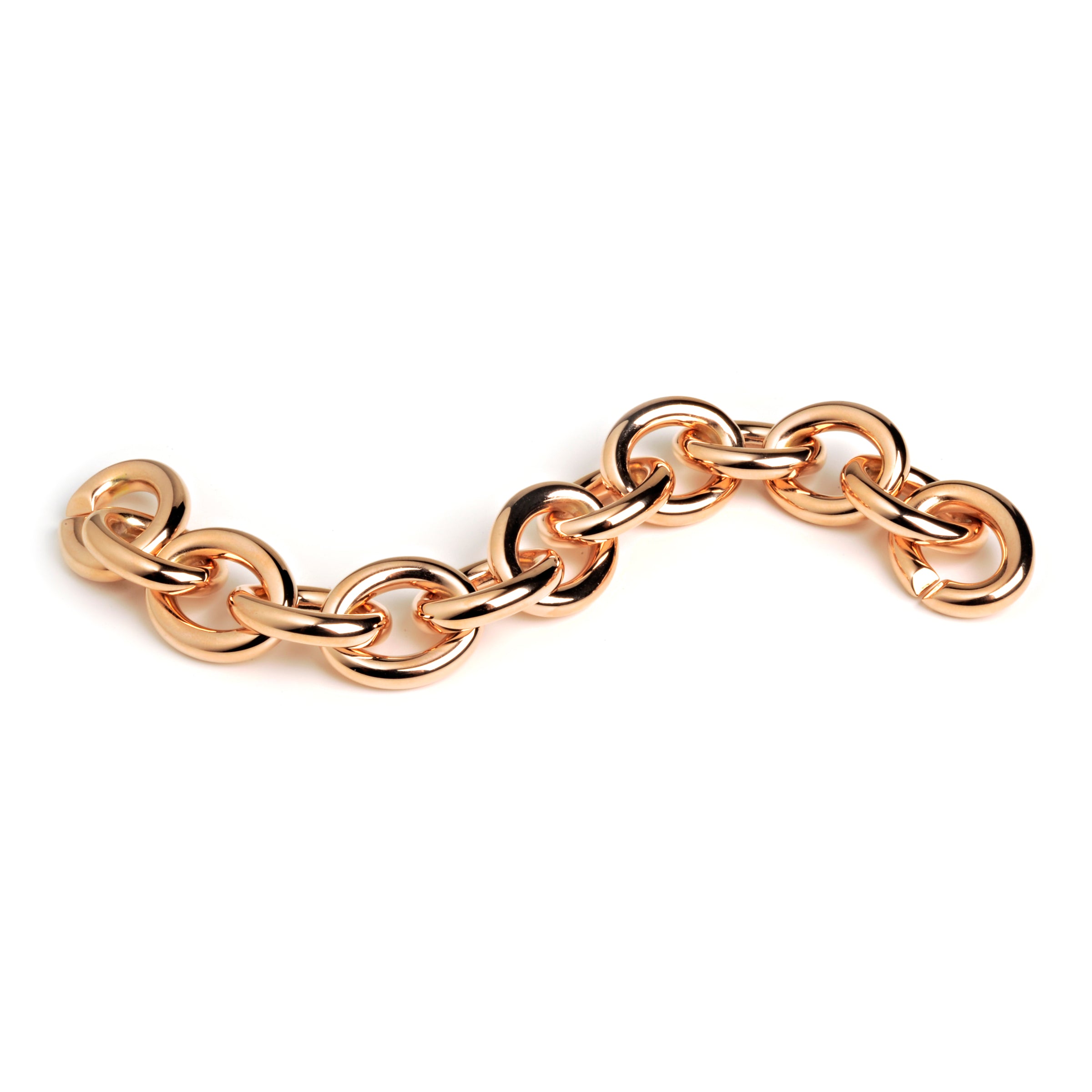 Rocker Bracelet: An 18K rose gold-plated sterling silver chain bracelet with a menotte clasp.