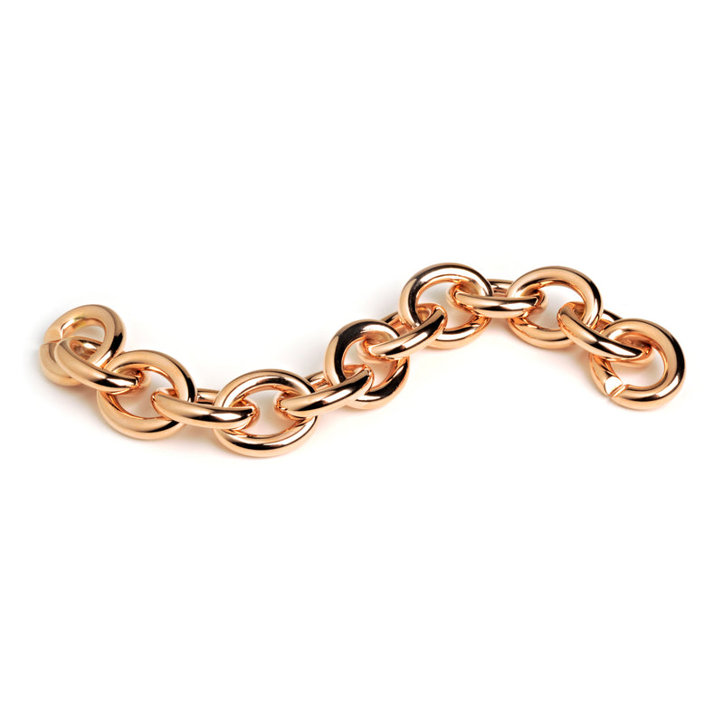 Rocker Bracelet: An 18K rose gold-plated sterling silver chain bracelet with a menotte clasp.